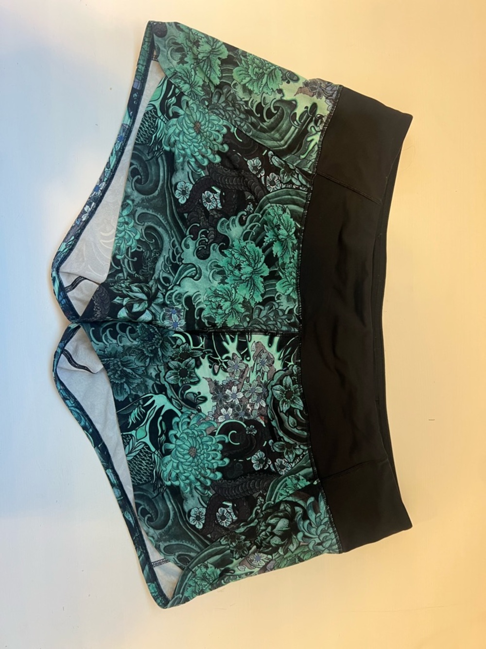 lululemon athletica Green & Black Floral Athletic Shorts